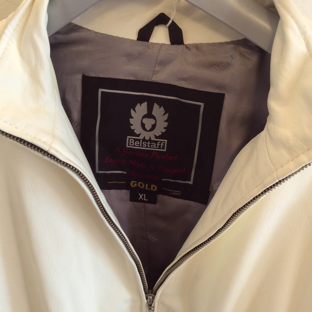 Belstaff Creme Leather XLarge Jacket